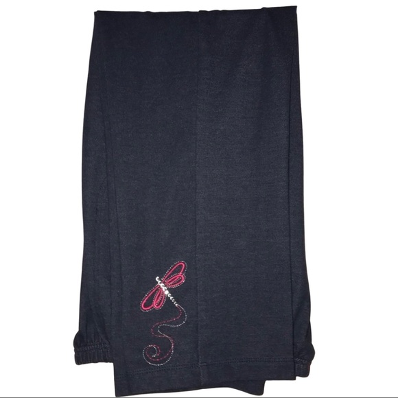 Grey/Pink Pull On Elastic Waist Dragonfly Pant EUC - Picture 3 of 5